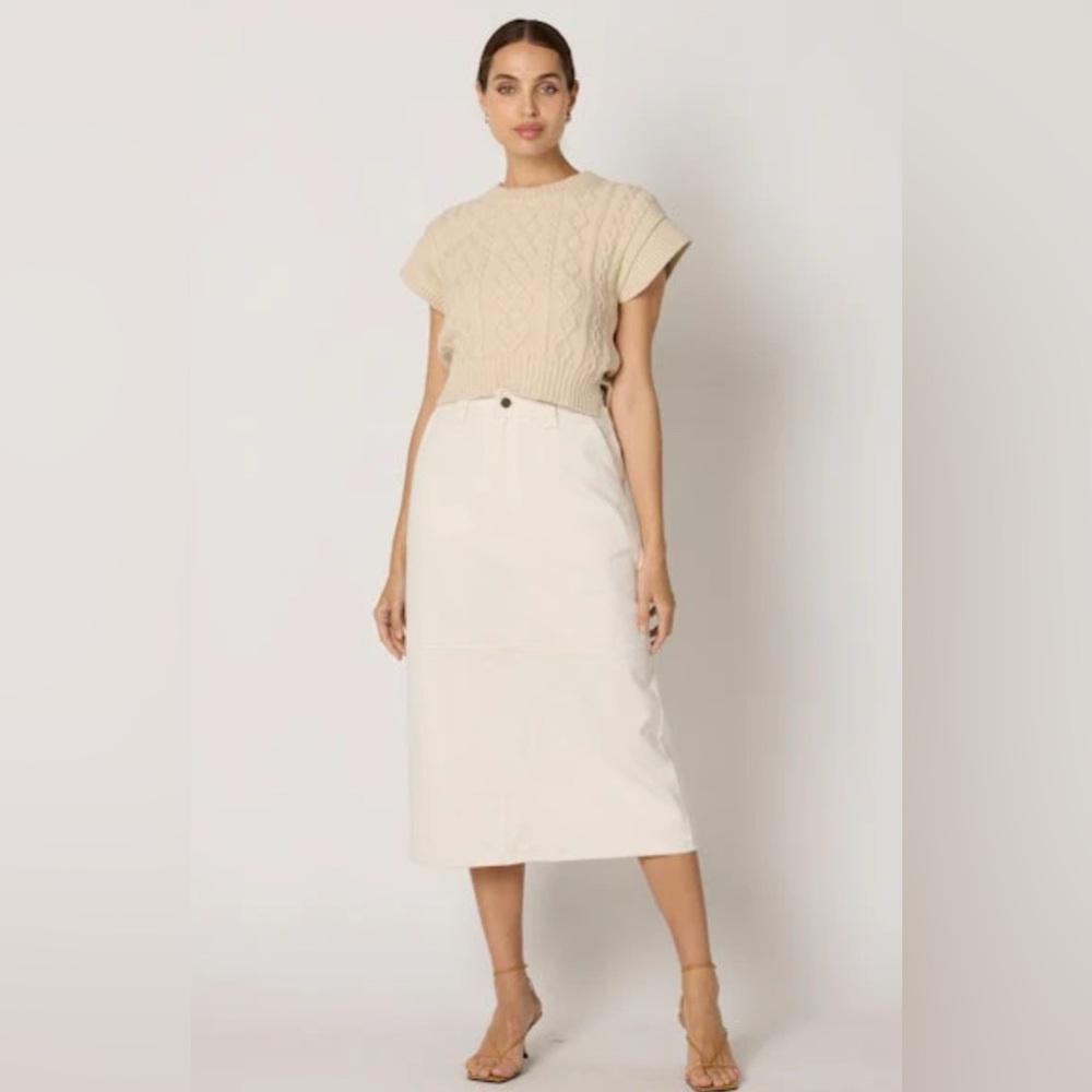 Cleobella Backus Midi Skirt in Dark Ivory Size 6/28 $268 NEW